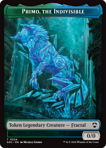 Primo, The Indivisble // Treasure Double-Sided Token [Secrets of Strixhaven Commander Tokens]