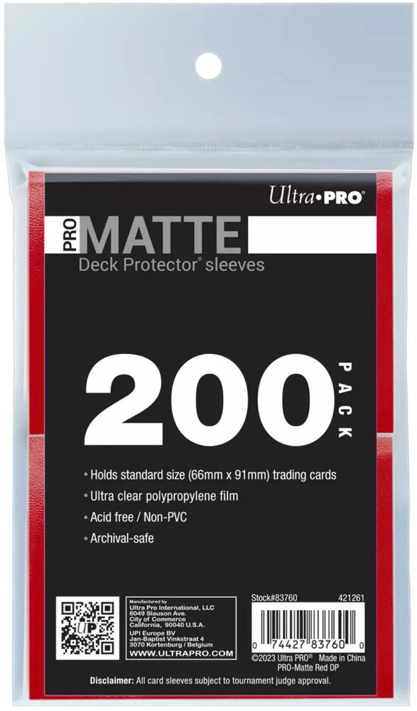 Ultra PRO: Standard 200ct Sleeves - PRO-Matte (Red)