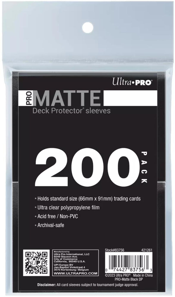 Ultra PRO: Standard 200ct Sleeves - PRO-Matte (Black)