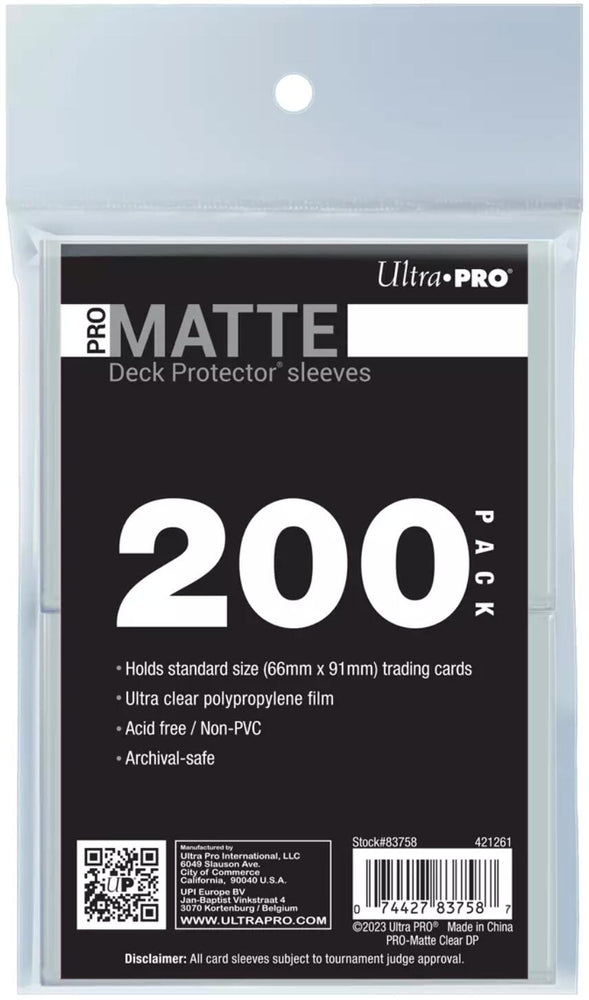 Ultra PRO: Standard 200ct Sleeves - PRO-Matte (Clear)