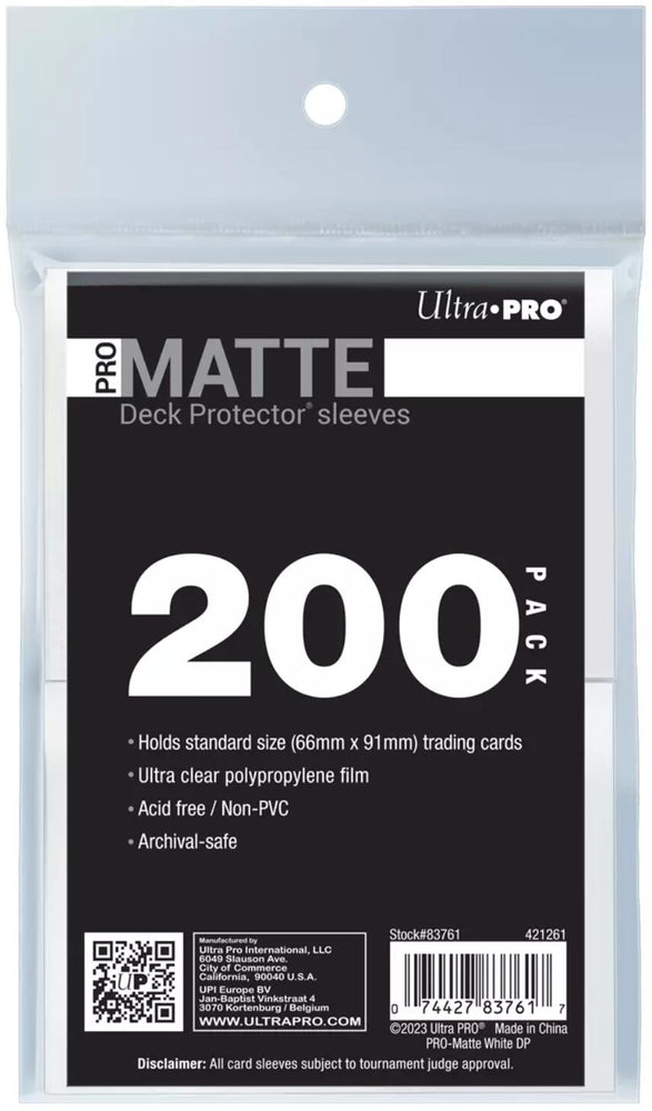 Ultra PRO: Standard 200ct Sleeves - PRO-Matte (White)