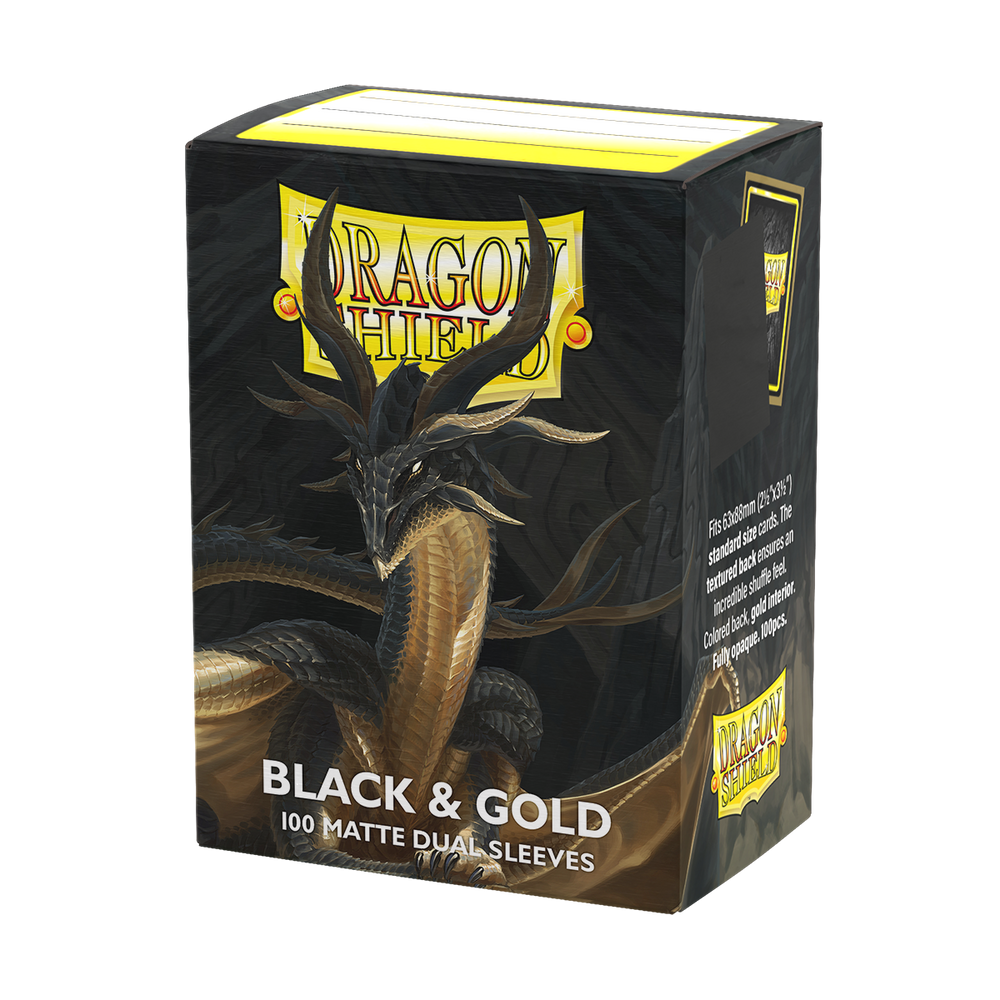 Dragon Shield: Standard 100ct Sleeves - Black and Gold (Dual Matte)
