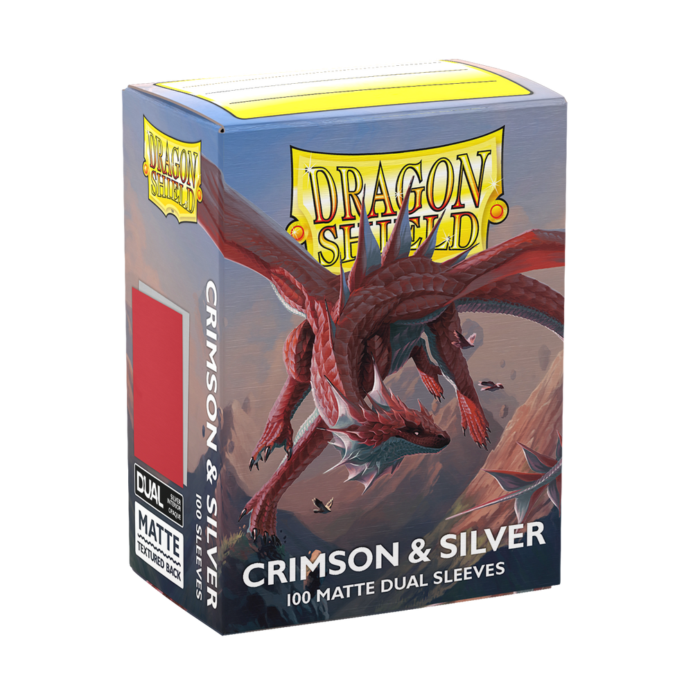 Dragon Shield: Standard 100ct Sleeves - Crimson & Silver (Dual Matte)